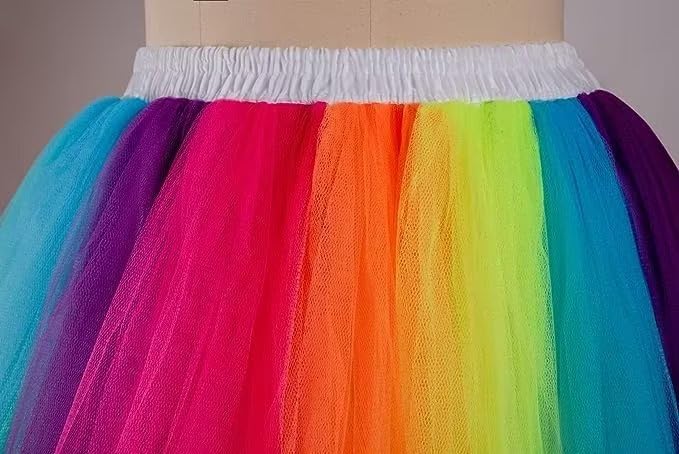 Women's A Line Pleated Long Maxi Tutu Tulle Party Skirts Rainbow Dress4