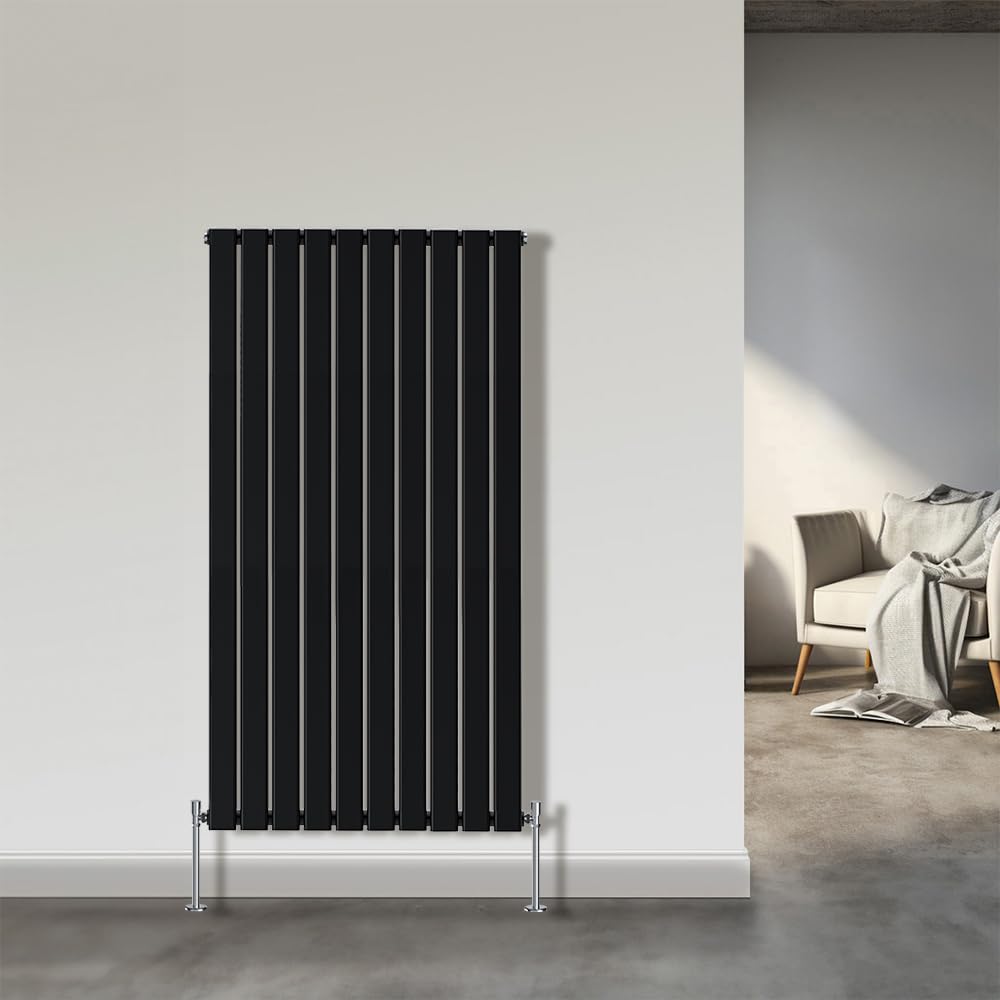 Nrg Black 1600X680mm Single Flat Panel Designer Tall Vertical Radiator Central Heating