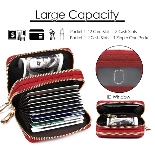 Image of imeetu Rfid Credit Card Holder,Genuine Leather Businese Card Case,Rfid Blocking Wallet for Women & Men
