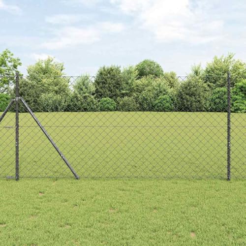 Valla para perros, valla de eslabones de cadena con postes, gris, 1,2 x 10 m, acero, valla de jardín de metal para jardín, casa, patio