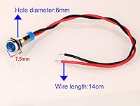 Vista 2 de 10 piezas de luz indicadora LED con cable impermeable de 6 mm AC/DC 12-24V (Azul)