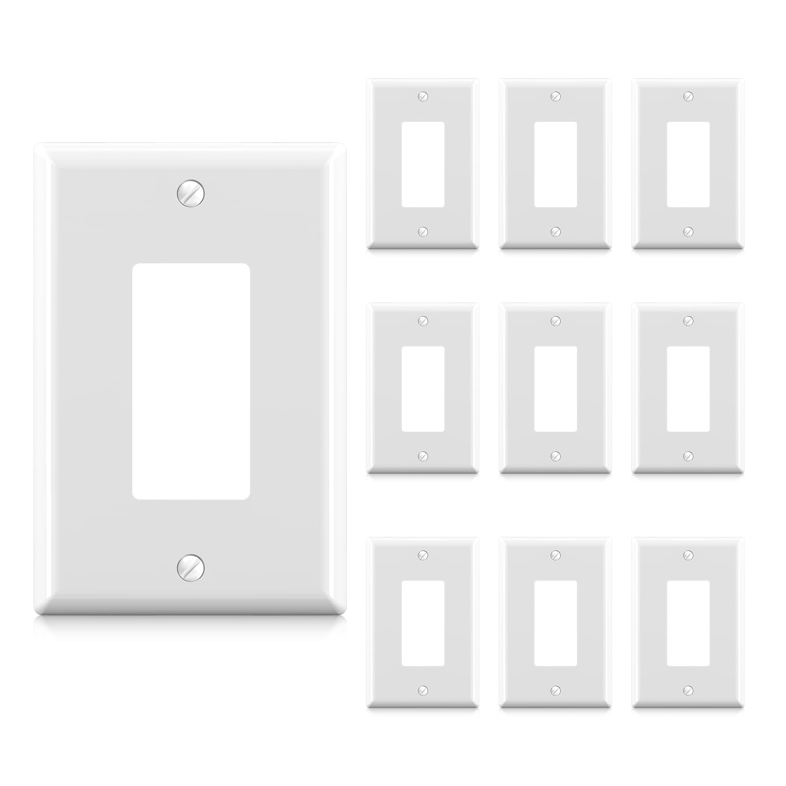 Lot de 10 plaques murales blanches en polycarbonate incassable pour interrupteur