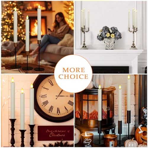 Image of 2 PCS Upgraded Real Wax LED Flameless Taper Candles with Remote, KSWING White Candlesticks Battery Operated 3D Flickering - 9.6 inch Long Realistic Fake Candle Sticks for Home /Wedding /Fireplace Xmas Decor
