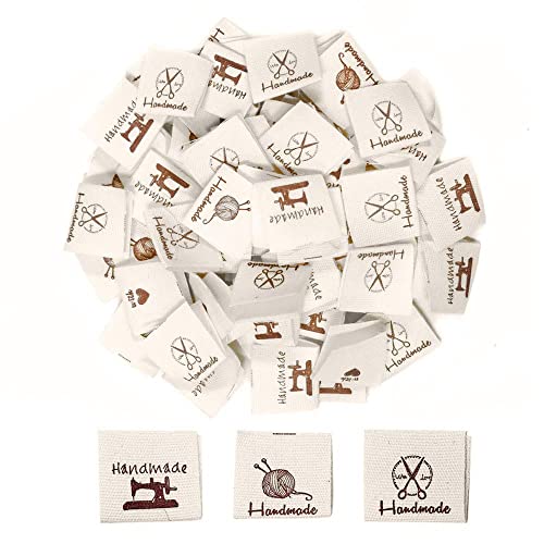 Ezchong 150Pcs Handmade Sew-On Woven Cloth Labels Sewing Crafting Fabric Tags For Dolls Hats Sewing Crafts Diy