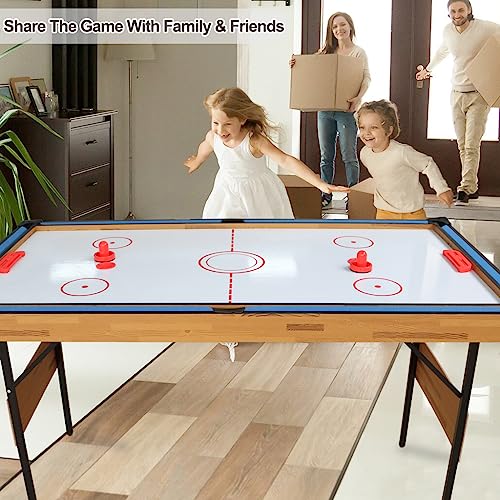 KAKIBLIN 55" Folding Pool Table Set Mini Billiard Table Portable Table Top Snooker Game Table with All Accessory, Simple Assembly (Blue 55inch)