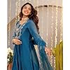 nermosa women embroidery solid a line kurta and pant set with dupatta