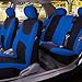 FH Group Car Seat Covers Full Set Blue Black Cloth - Universal Fit,Automotive Seat Covers, Low Back Front Seat Covers,Airbag Compatible,Split Bench Rear Seat,Car Seat Cover for SUV, Sedan, Van