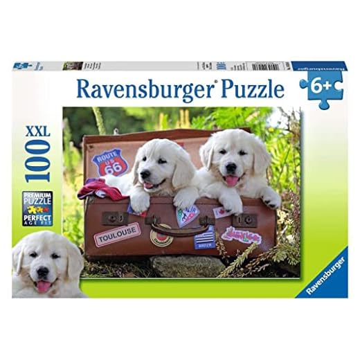 Ravensburger 10538-100 bitar XXL Barnpussel från 6 år - perfekt ålderspassning - Resande valpar - en rolig aktivitet för familjen och barnen