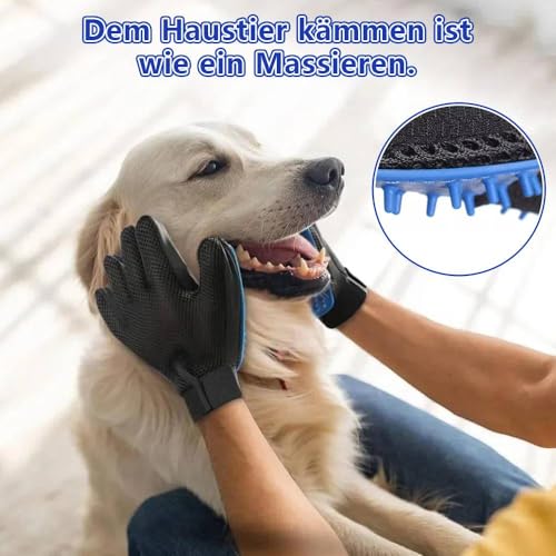 Dreamil Haustier Fellpflege Handschuh 2 Stück Effizienter Tierhaarentferner-Handschuh Massagehandschuh Verwenden mit Verbessertem fün-Finger-Design perfekt für Hunde und Katzen mit langem kurzem Fell