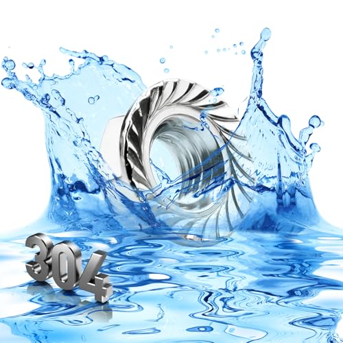 Mbsomnus 60 Stück M6 Mutter Flanschmuttern mit Sperrverzahnung DIN 6923 Sechskantmutter Edelstahl A2 V2A Selbstsichernde Sechskant Muttern Flansch Bundmutter Regelgewinde Sperrzahnmutter Stopmuttern