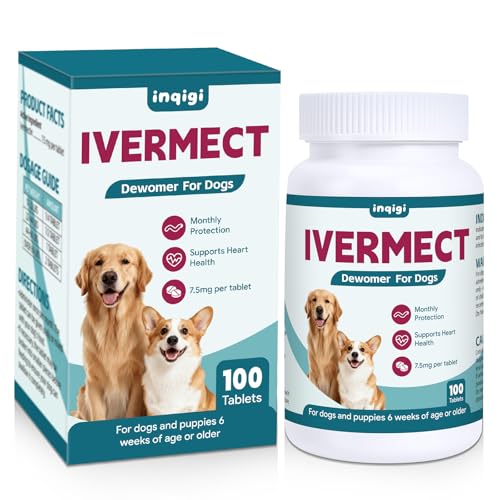 inqigi Ivermect Tablets for Dogs Monthly Heart Health & Cardiovascular Support Promotes Circulation & Energy Canine Wellness Supplement High Purity Formula 100 Tablets