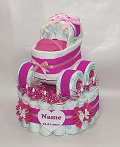 Geschenketorten-Gebhardt 0355/4 Windeltorte mit Windelkinderwagen Pink