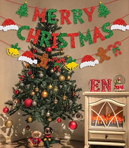 Uciy Christmas Decorations Indoor Ceiling Hanging Party Decor Bunting Streamers Paper Xmas Decorations Set
