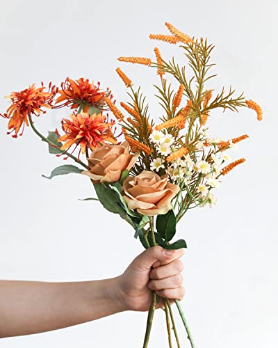 Duhouse 10Pcs Fake Roses Artificial Silk Flowers Faux Rose Flower Long Stems Bouquet For Arrangement Wedding Centerpiece Party Home Kitchen Decor (Coffee) #TOP5