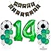 Lot de 23 ballons de football à thème de football - Numéro 14 - Ballons en aluminium - Bannière Happy Birthday - Pour enfants garçons - Sport - Anniversaires de fête prénatale