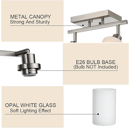Miniatura 7 de Iluminación de riel de 4 luces, iluminación de techo de níquel cepillado para cocina, dormitorio, pasillo, accesorios de iluminación de pista de