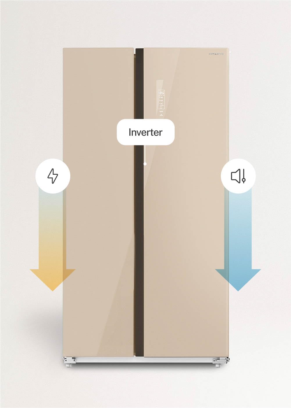 CREATE / FRIDGE STUDIO SIDE BY SIDE 550 / Fridge style Side by side 550L sand / 91 x 70.5 x 178 cm/No frost. holiday mode. antibacterial treatment. touch electronic. 158W — view 7