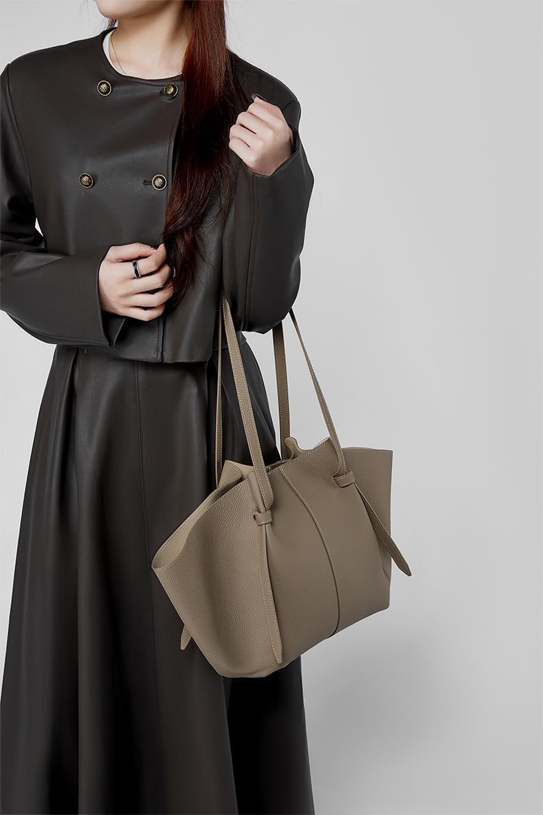 Large Leather Tote Bag, Women's Shoulder Handbag, Crossbody Work Purse - Image 3