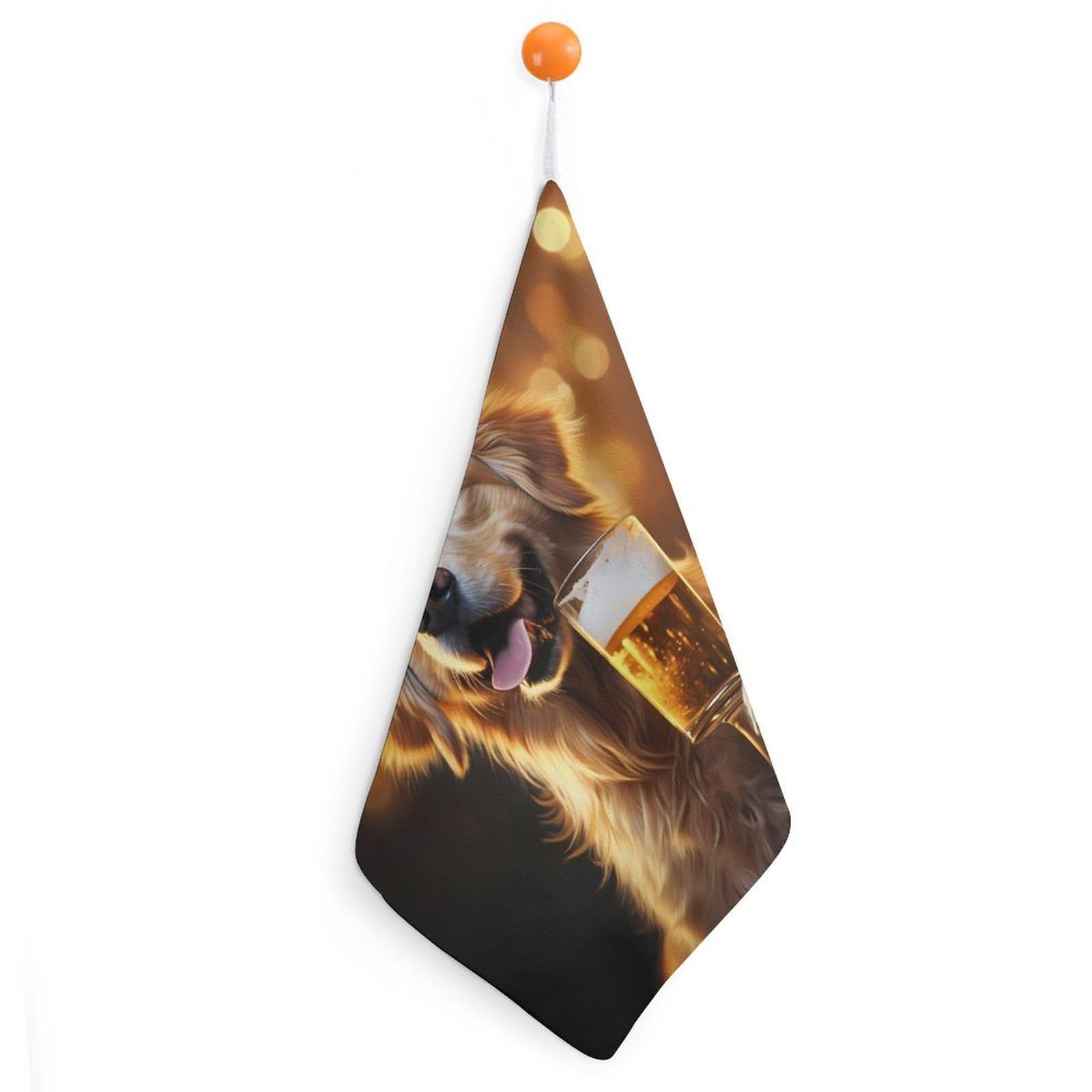 CGSBNGHA Gold Retriever Dog And Beer Hand Towel Hanging Face Towels Cleaning Cloths Handkerchief for Bathroom Kitchen