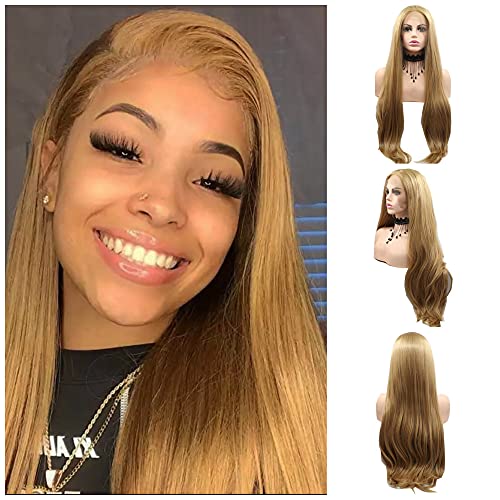 Perruque blonde miel idéale pour changer de look en soirée avec sa raie au milieu naturelle