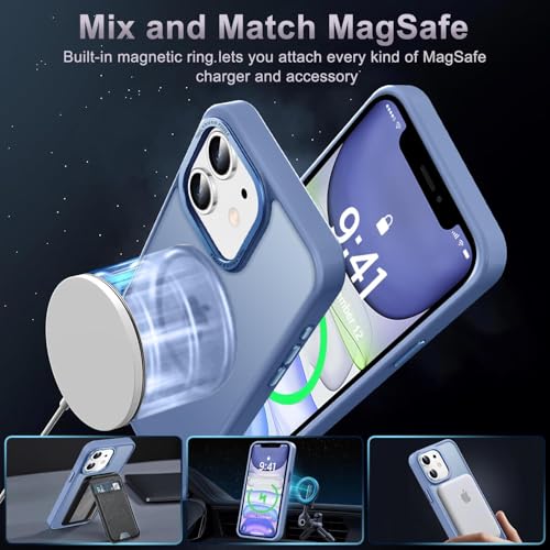 Newfuture Magnetic for iPhone 11 Case [Compatible with Magsafe] [Military Grade Drop Protection] Matte Anti-Scratch Shockproof Protective Phone Cover for Cell Phone Screens, Light Blue — view 2
