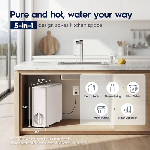Image of Electrolux PureOne 800GPD Reverse Osmosis Water Filter, Instant Hot Water | Instant Hot Water RO System, App Monitor,2:1 Pure to Drain, Tankless Under Sink Water Filtration System for kitchen