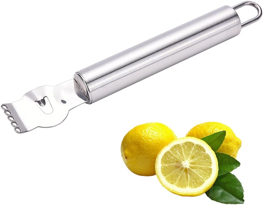 Lxnoap Lemon Zester Grater,Stainless Steel Orange Citru Kitchen Peeler Tool with Channel Knife
