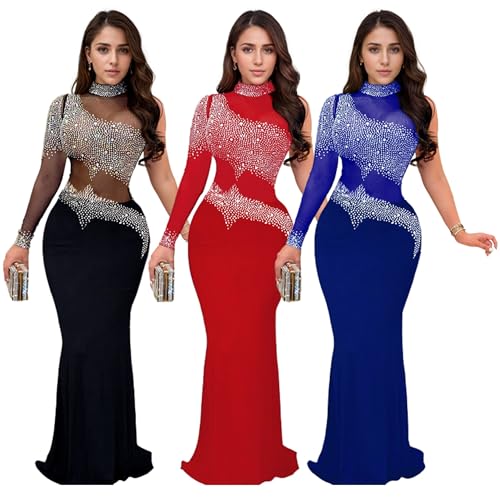 Image of Nagfar Women Rhinestone Sequin Birthday Party Sexy New Year Formal Dress