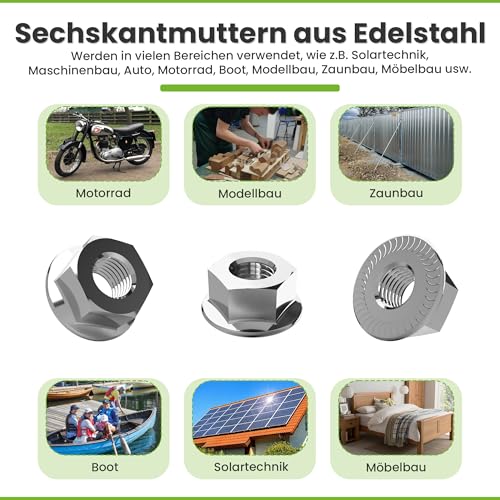 Flanschmutter mit Sperrverzahnung DIN6923 A2 V2A Edelstahl 25 Stk. M5