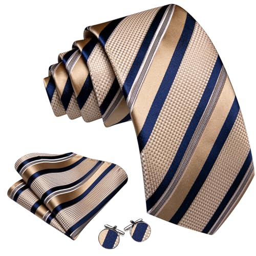 Image of Barry.Wang Mens Tie Set Plaid Check Neckties Formal Business Wedding Luxury Pocket Square Cufflinks