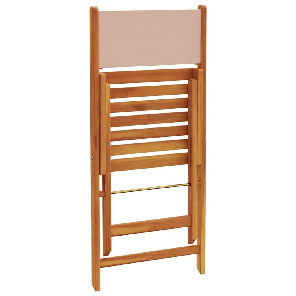 Ensemble Bistro 3 pièces Taupe en Bois Massif d'acacia et Tissu Polyester Pliant pour Balcon terrasse Jardin extérieur Repas détente Stable résistant