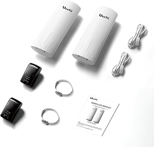 Miniatura 9 de Puente inalámbrico, UeeVii 5.8G CPE al aire libre de largo alcance de punto a punto con antena 14DBi de alta ganancia de 0.866in, adaptador PoE, 2
