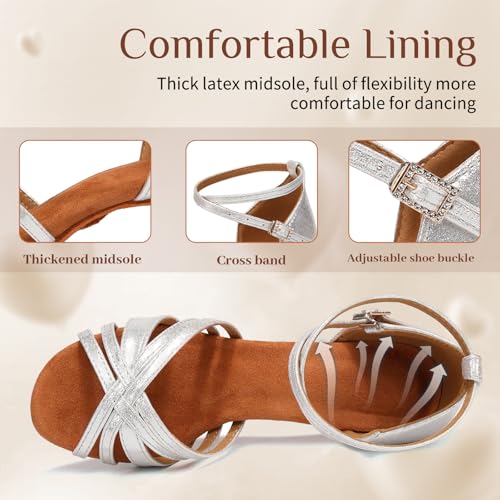 Women Latin Dance Shoes Open Toe Performance Professional Salsa Bachata Ballroom Dance Shoes,Model WZSP811-5cm Heel4