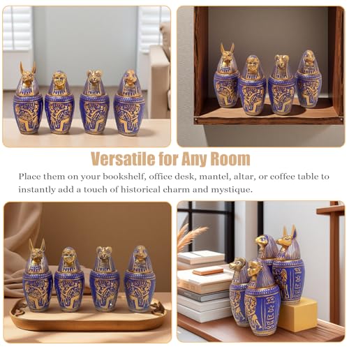 Set de 4 Figuras Decorativas Canopic Jars Egipcias miniatura 6