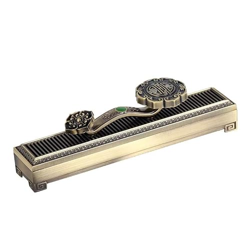 Symbolic Scepter Incense Holder Burner - Durable Zinc Alloy Box for Stick Incense, Meditation & Yoga Rituals, Portable Ash Catcher with Ancient-Inspired Decor