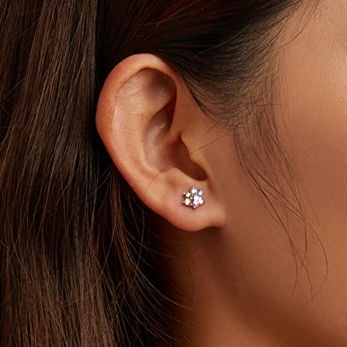 Boucles d'oreilles patte zirconium anti-allergie fermoir sûr - 7