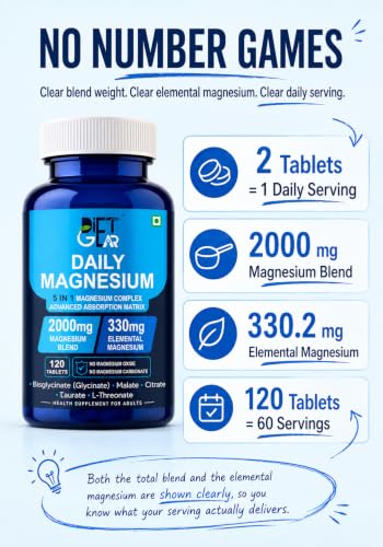 Image of 2000mg Magnesium Glycinate Complex 5 in 1, 330mg Elemental, 120 Tablets | Bisglycinate, Citrate, Malate, Taurate, L-Threonate, NO OXIDE, NO CARBONATE | Sleep, Muscle & Stress Magnesium Supplement