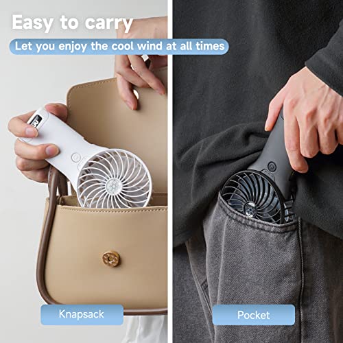 Qqt Mini Handheld Fan,4 Speed Adjustable Portable Battery Operated Fans,Usb Rechargeable Desk Fan With Mirror,Max 20 Hrs Hand Fan For Travel Office Outdoor Women Men (White) #TOP5