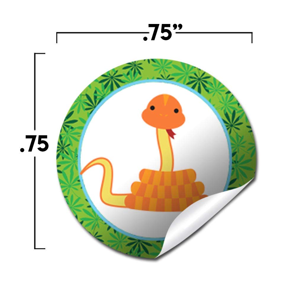 Let's Party Snake Themed Birthday Stickers - 300 Count 0.75" Circle Labels For Chocolate Kisses & Party Favors