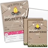 Backyard Bonfire Party Invitations, 20 5x7 Fill In Cards with Twenty White Envelopes by AmandaCreation