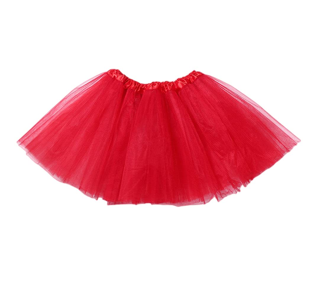 Teroty Women's Red Ballet Tutu Skirts Elastic Laye Dance Ballet Tulle Skirt For Girls Dress-Up Parties Dancing (Red)
