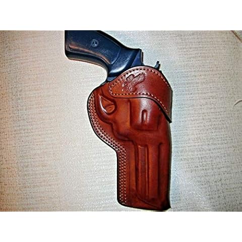 S&W 686 & 586 357 MAG. 4" Barrel, Formed Brown Leather Right Hand Belt Holster Cover