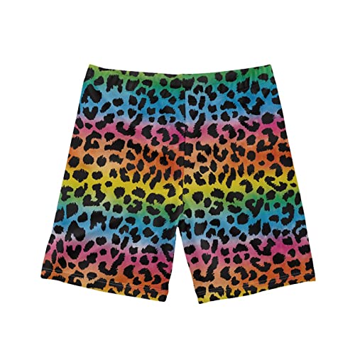 JEOCODY Colorful Leopard Prints Summer Surf Beach Pants Boy's Athletic Shorts for Training Swimsuits 5-6 Years