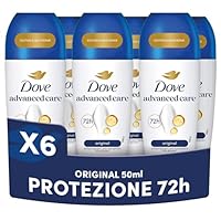 Dove Advanced Care Original, Deodorante Uomo e Donna Antitraspirante Roll On, Formula Delicata Con Tripla Azione Idratante, Protezione Fino a 48 Ore, Confezione da 6 Pezzi x 50 ml