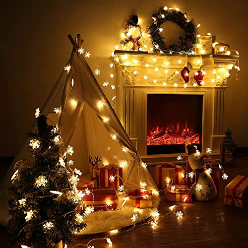 Image of Xenith 14 LED Snowflake Fairy String Light for Christmas Xmas Tree Diwali Home Decoration Light for Party Birthday Navratri Valentine Gift Lighting Decoration (Warm White, 3.5 Meter)