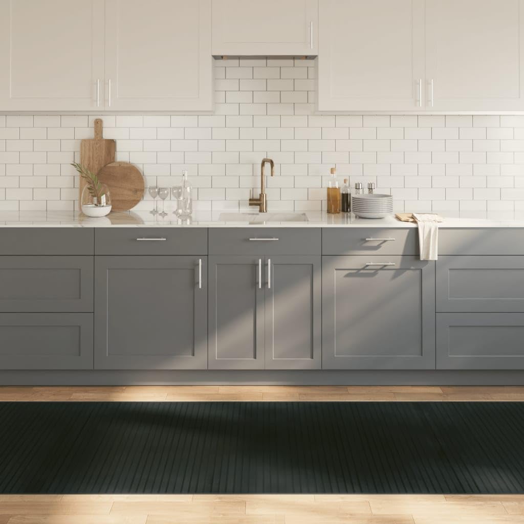 Tapis de couloir en bambou gris 100x1000 cm de marque Homgoday