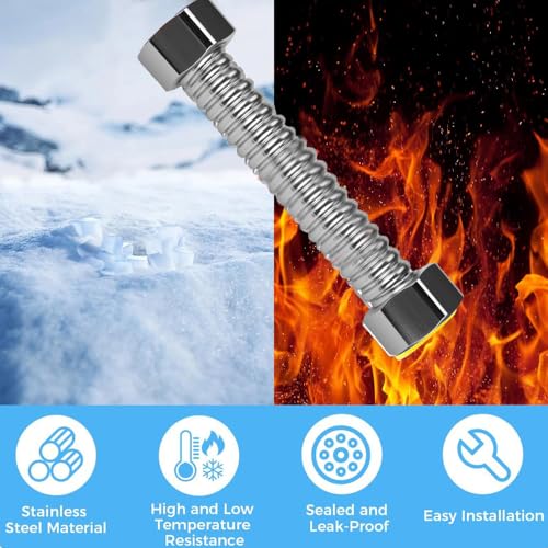 2 Stück Flexschlauch 1/2 Zoll 10cm G1/2 x G1/2 Edelstahl Panzerschlauch Flexibler Versorgungsschlauch Aus Edelstahl für Badezimmer Toilette Wasserhahne Küchenspülen