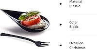 Vista 8 de DLux 100 mini platos de aperitivo de 4 pulgadas con tenedores, cucharas de plástico negro reutilizables, platos para servir postres y aperitivos