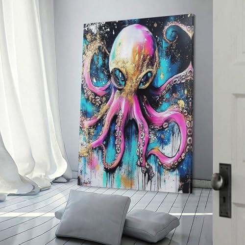 Toile Octopus Murale Solution Murs Vides Tableau Salon 50x75cm