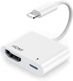 Lighting to HDMI Adapter,iPhone to HDMI Adapter, 1080P Digital Av Adapter,HDTV Video & Audio Sync Screen Connector (No Need Power).Compatible with iPhone,iPad and TV/Projectors-Support iOS All.